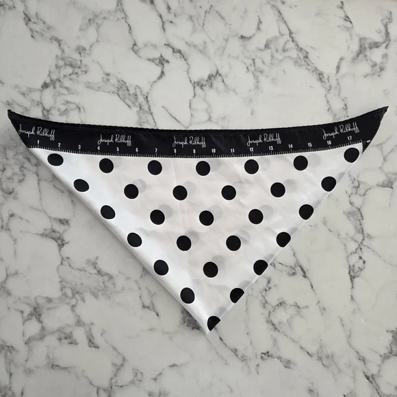 Joseph Ribkoff Satin Polka Dot Bandana Square Scarf Black White Bag Hair Scarf - Picture 7 of 7